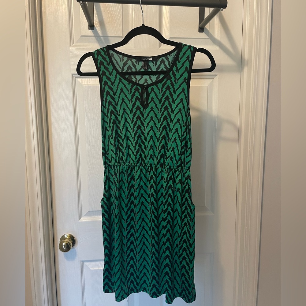 Green printed dress